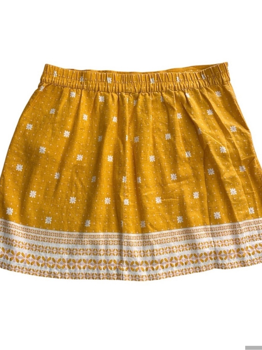 Ann Taylor LOFT • Yellow White • Linen Mini Skirt • Floral • Lightweight Size LP